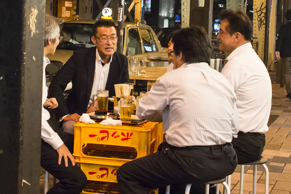 Japanese business men at dinner