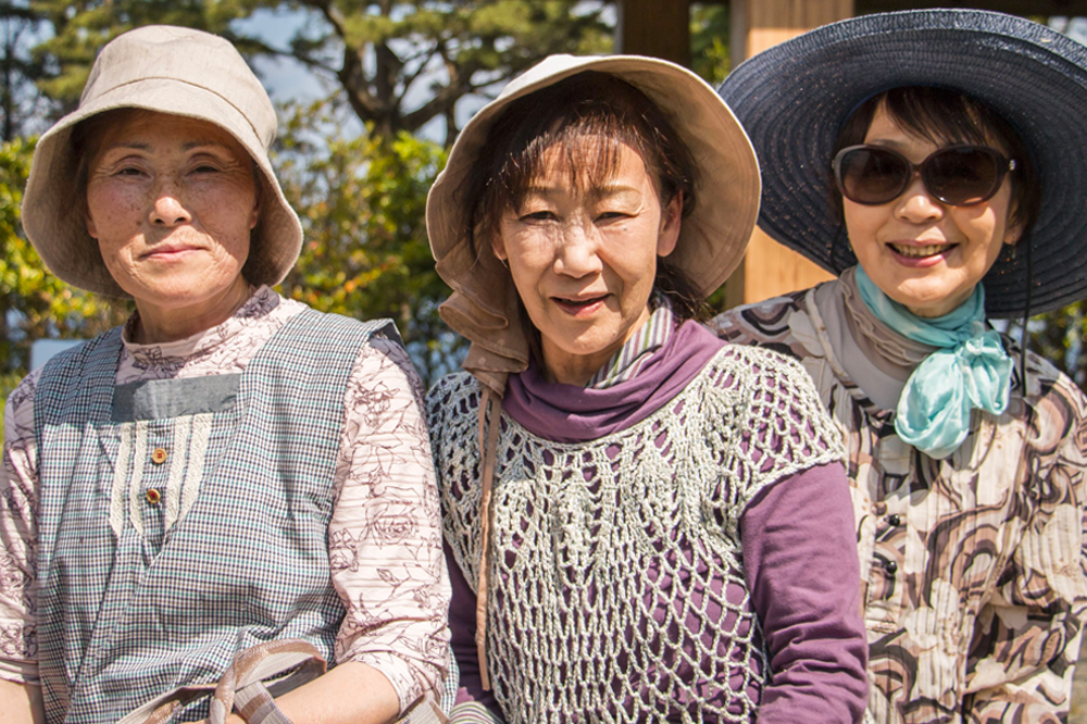 three japanese female seniors