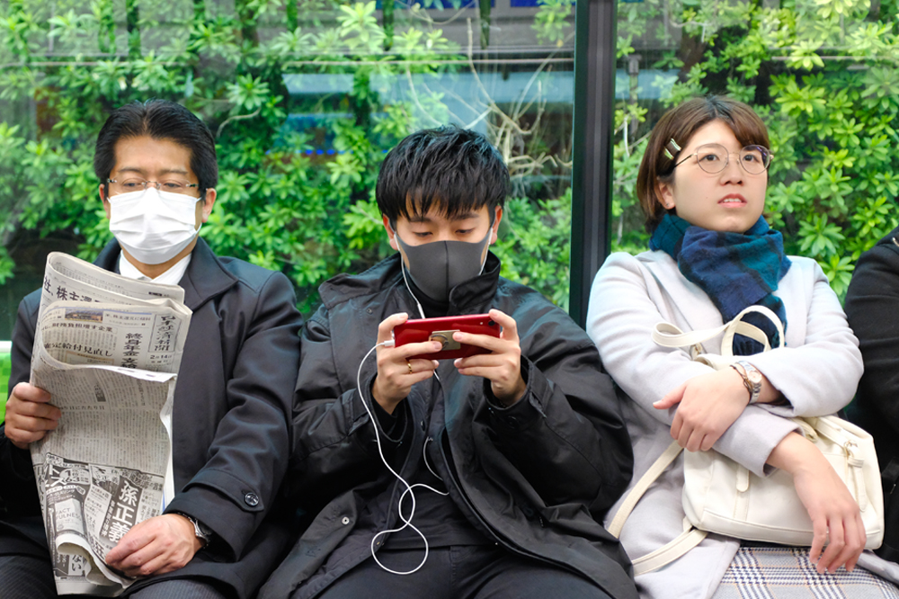 Japanese people on a train