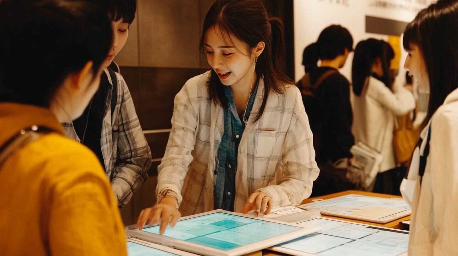 Consumers testing products in a Tokyo facility.